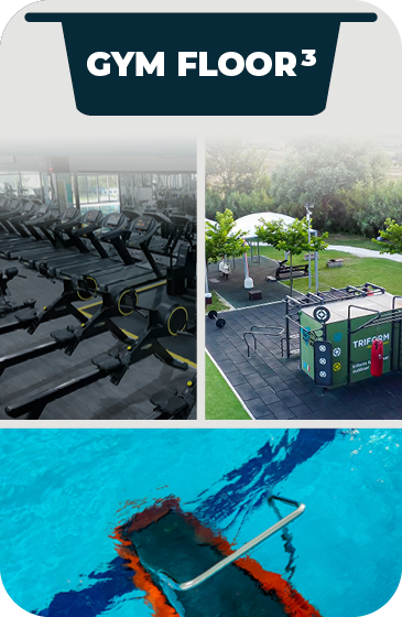 • Sala Pesi Indoor
• Sala Pesi Outdoor
• Nuoto Libero
• Palestra H2o
• Virtual Fitness
• Fitness on demand